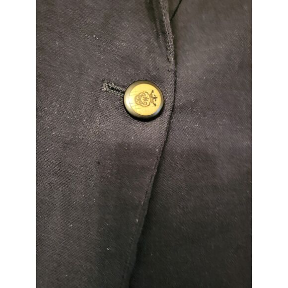 British Khaki Navy Long Sleeve Line & Cotton Blazer Women Size Medium Career - Picture 10 of 10